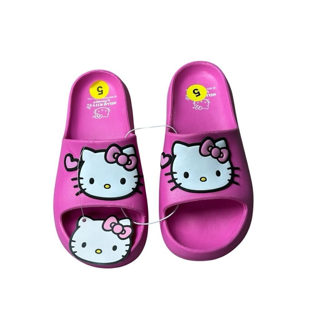 Hello Kitty Slides Sandals Kids Pink Size 4/5 Sanrio Character Shoes NWT